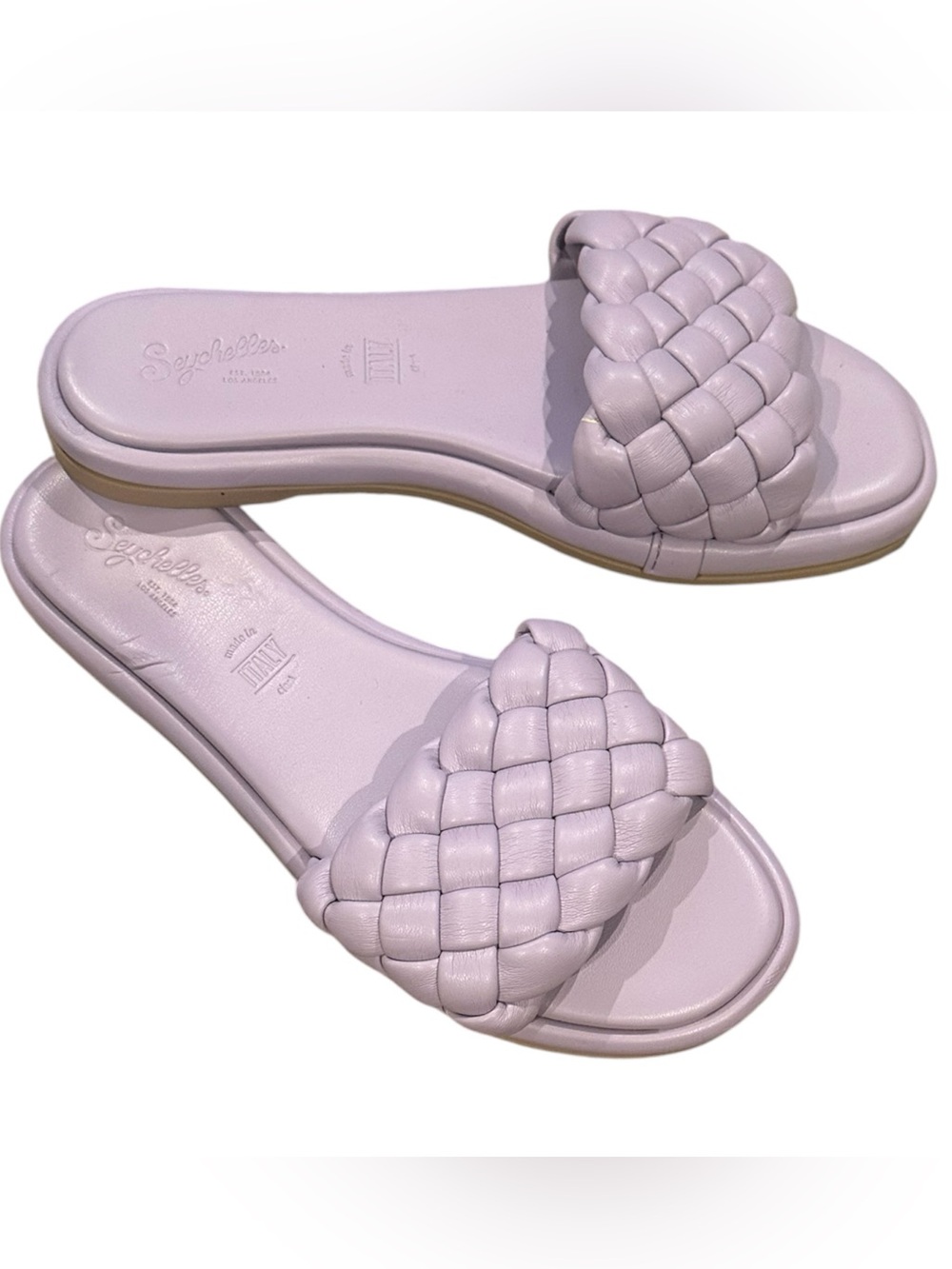 Seychelles Bellisima Braided Slide Sandals Italian Leather Lavender 9